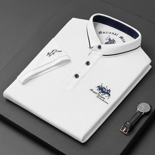 New Summer Embroidered Pure Cotton Men's Luxury Polo Shirt Top Casual Short Sleeved Fashionable Wrinkle Resistant Men's T-shirt