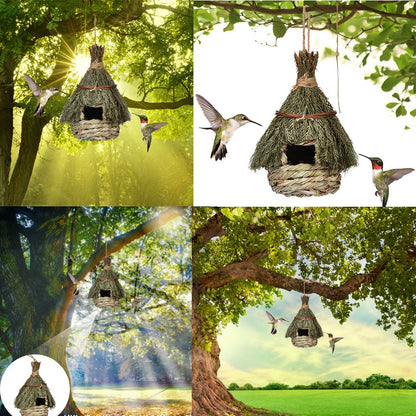 Casa de Pássaros com Vários Estilos Design Criativo Exclusivo Gaiola de Pássaros Confortável de Grama Natural Tecida Decoração para Esconderijo em Janelas de Jardim Externas