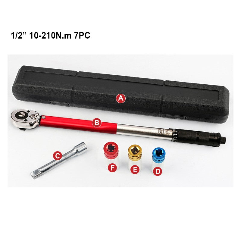 Chave de Torque 10-210N.m 1/2" com Catraca Reversível de Precisão Profissional para Bicicleta, Moto e Automóveis
