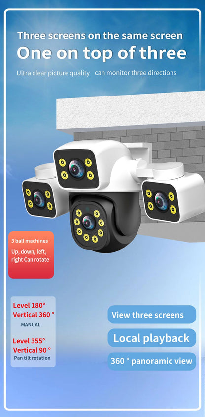 IPC360 Home 6K UHD Outdoor WiFi IP Camera 12MP Triple Lens with AI Human Detection 4K Auto Tracking for CCTV Security Monitoring