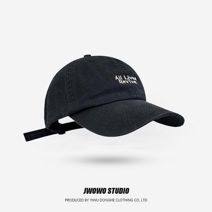 Trendy Japanese Retro Washed Denim Baseball Cap Embroidered Letter Couple Sun Hat Casual Outdoor Sport UV Resistant Baseball Cap