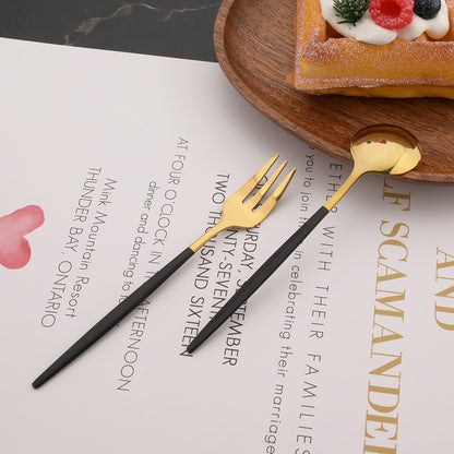 4Pcs Gold Fruit Cake Dinnerware Set Mirror Stainless Steel Tea Fork Set Snack Dessert Fork Small Salad Cutlery Kitchen Utensils