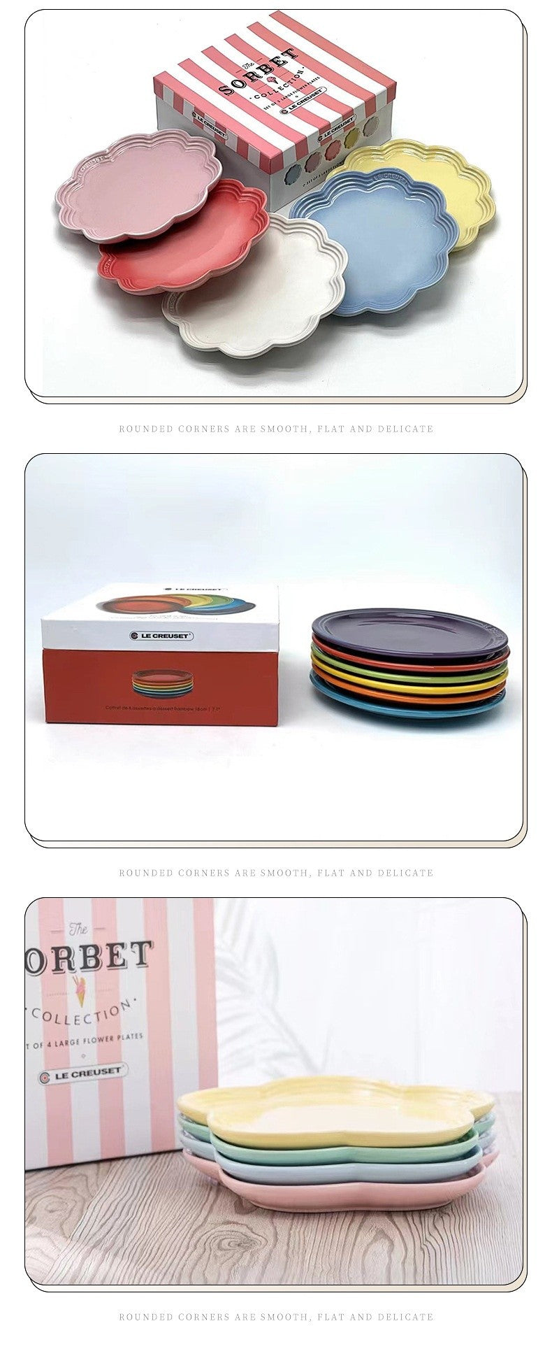 Conjunto de Pratos de Cerâmica Le Creuset Cool Color Resistente a Altas Temperaturas 18cm/23cm Prato de Flor Louça de Cozinha e Mesa