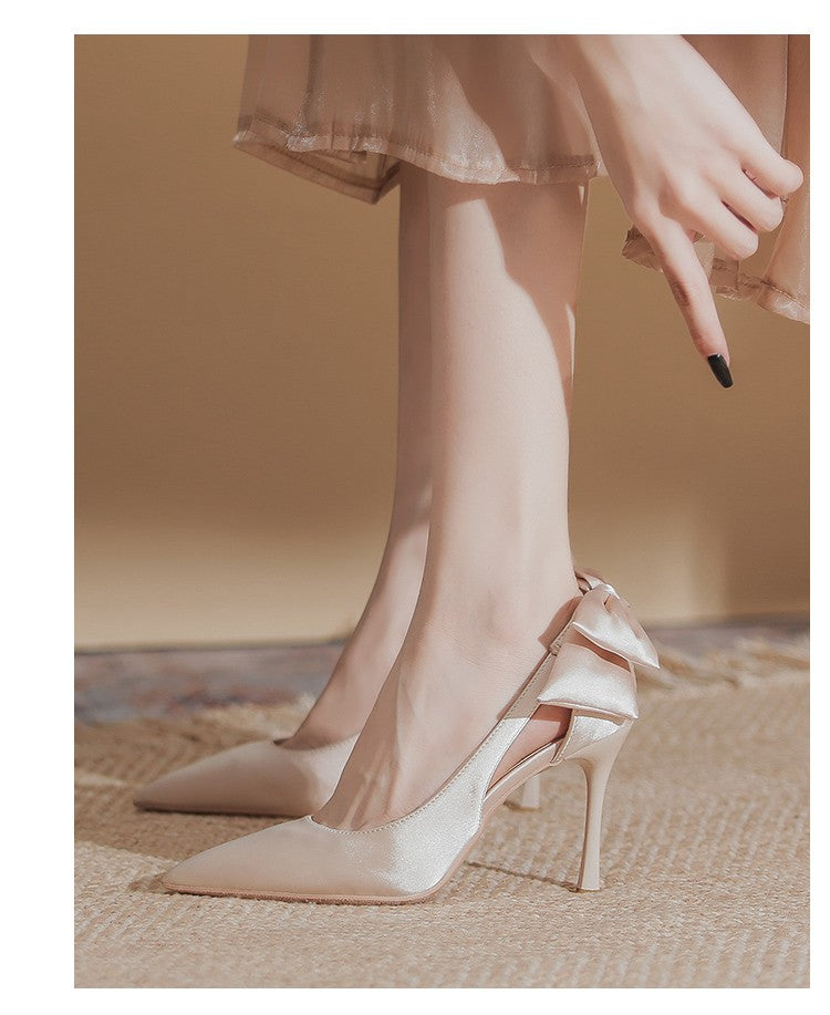 Wedding Heels Women Luxury Brand Design String Bead Pearls High Heels Ladies Sexy Elegant Pointed Toe White Black Pumps2025