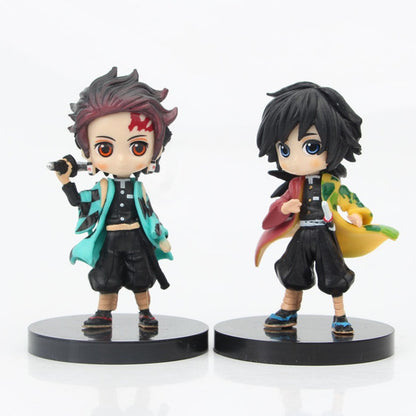 BANDAI Q Posket Boneco Atacado Demon Slayer Mini Estatueta 6pçs/12pçs/Conjuntos Kimetsu No Yaiba Pequenos Bonecos de PVC Decoração de Mesa