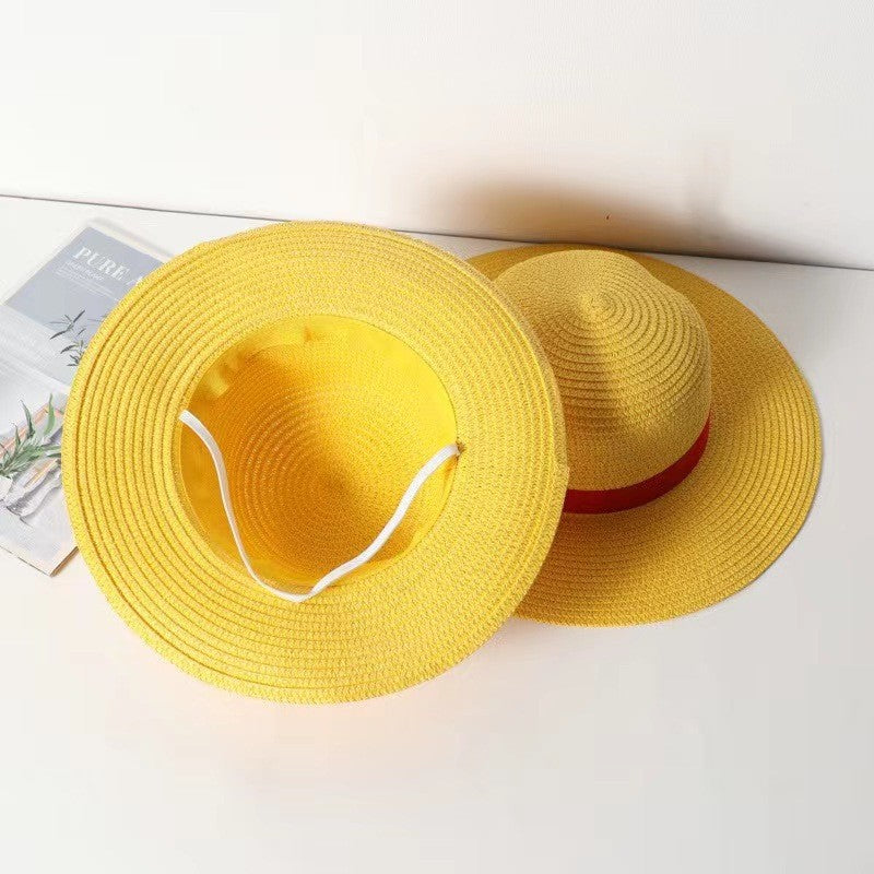 One Piece Cap Straw Hat For Girl Boy Summer Sun Hat Luffy Performance Animation Cosplay Flat Cap Japanese Cartoon Props Hats