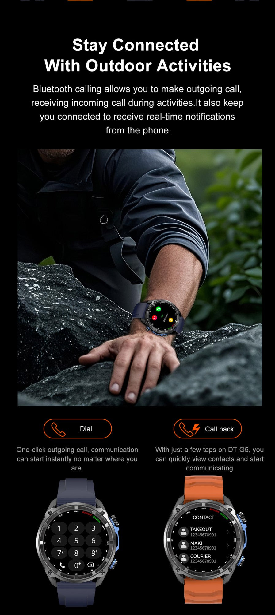 Smartwatch Esportivo Masculino 2025 com GPS Offline, 4GB de Memória, Bateria de 1000mAh, Chamada Bluetooth, Prova d'água 10ATM/IP69K para Natação