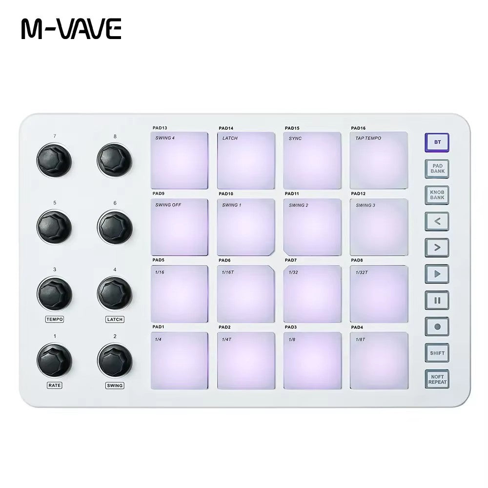 M-VAVE SMK-25 II Teclado Controlador MIDI Pad USB Mini 25 Teclas, 16 Pads de Bateria RGB, 8 Knobs e Produção Musical, Software Incluído