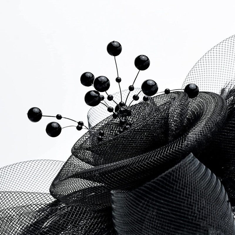 New 12 Color Net and Feather Fascinator Hat Headband Alice Headband Clip Mesh Flower Wedding Cocktail Hair Accessories Tea Party