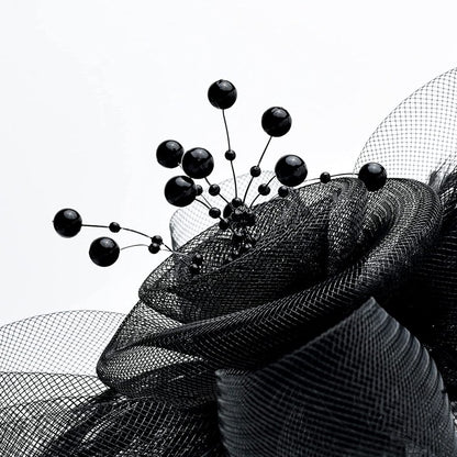 New 12 Color Net and Feather Fascinator Hat Headband Alice Headband Clip Mesh Flower Wedding Cocktail Hair Accessories Tea Party