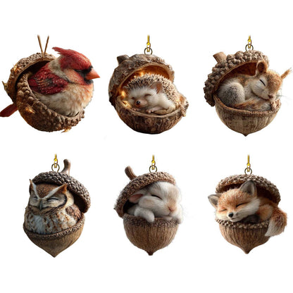 Acrylic Xmas Tree Decorations 2D Animal Ornament Pendant Cute Animal Rustic Seasonal Decor For Tree Window Christmas Present