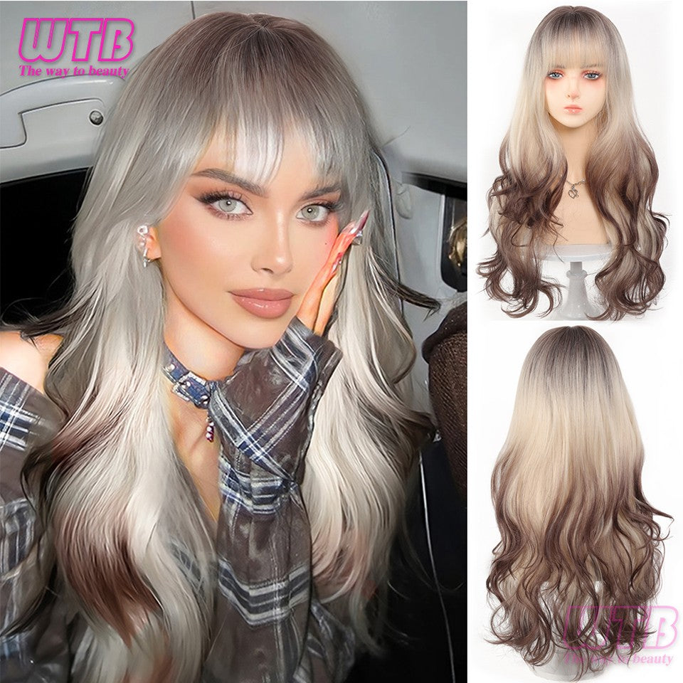 Peruca Sintética Lolita Curta Cacheada 12 Polegadas Doce E Adorável Dourado-Branco Natural Fofa Cabelo Ondulado Cosplay Peruca De Cabeça Cheia Para