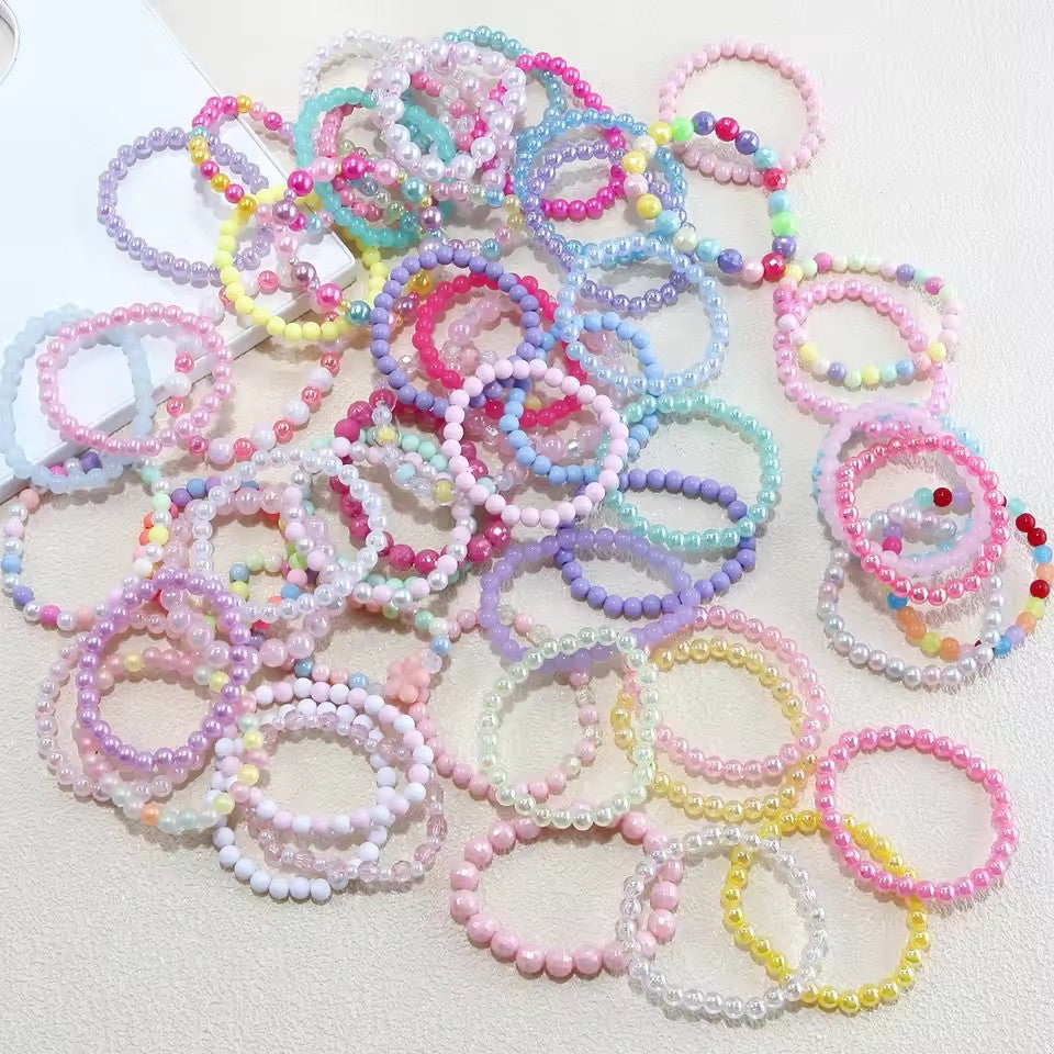 10Pcs Candy Color Beads Bracelet For Kids Girl Birthday Party Favors Baby Shower Guest Jewelry Gift School Prizes Treat Bag