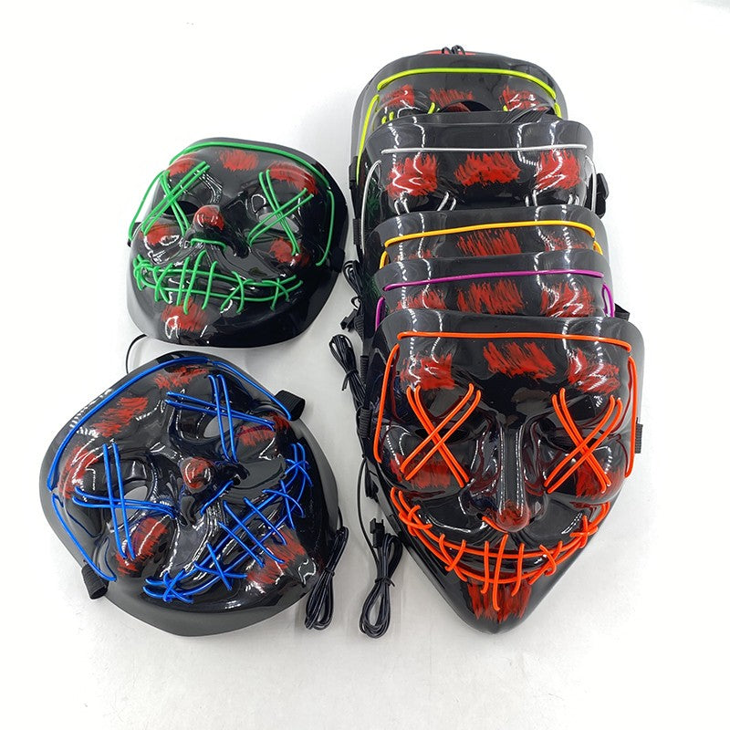 2026 Halloween Party Supplies Luminous LED Purge Mask Wireless EL Neon Light Full Face Mask Cosplay For Adult Glow In The Dark