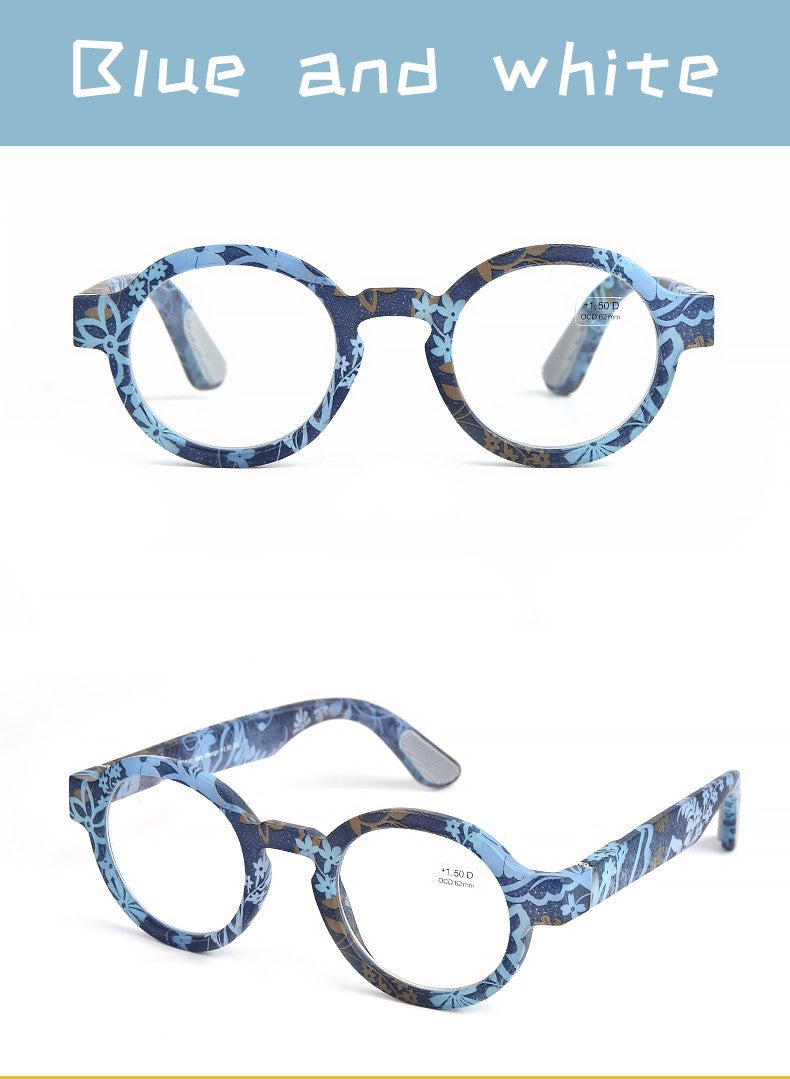 Guanhao Brand Men Reading Glasses Vintage Round Frame Clear Elderly Glasses Thick Frame Large Frame Women's Presbyopia Glasses