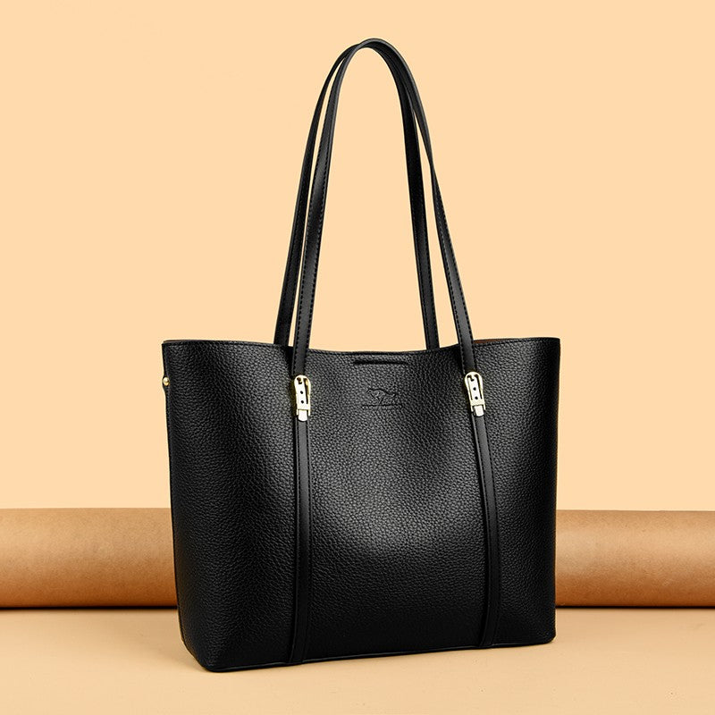 New autumn Single Shoulder Large Capacity Messenger Droadband Female Solid Color Handbag Luxury Ladies Bucket PU Shoulder Bag