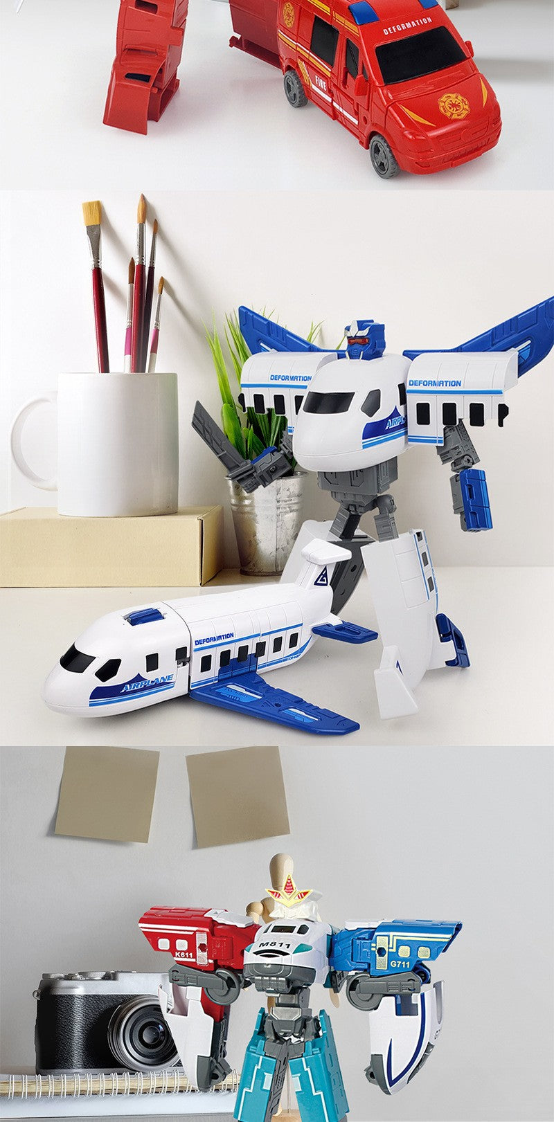 WEIJIANG NOVO 20CM Transformação Anime Boneco de Ação Brinquedos de Filme Plástico ABS Robô Carro Avião Tanque Legal Modelo Presente para Meninos