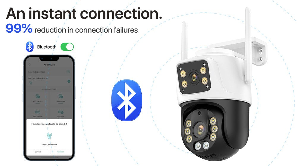 Dual Lens 360º Wifi Camera IP66 Security Protection 8MP 4K Wireless Outdoor Human Detection ICSEE Video Surveillance PTZ Camera