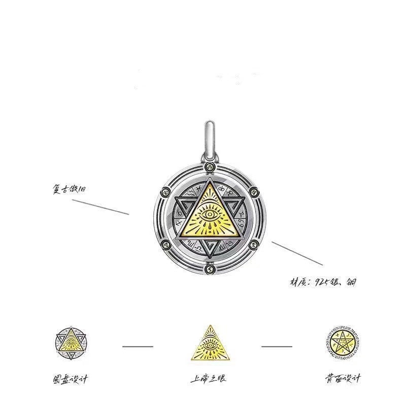 Eye of Horus, Eye of God Necklace, Rotatable Evil Eye Pendant, Men's Trendy Retro Weird Egyptian Amulet Jewelry