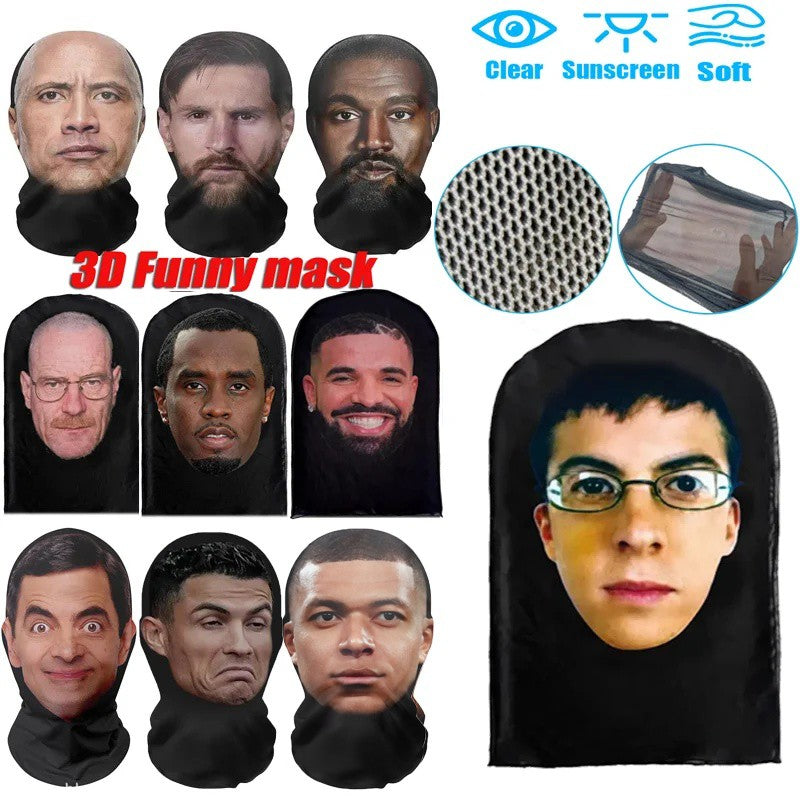 Interesting 3D Printed Seamless Ronaldo Kanye Mask Hat Cosplay Facial Mask Party Cosplay Props Halloween Mask