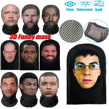 Interesting 3D Printed Seamless Ronaldo Kanye Mask Hat Cosplay Facial Mask Party Cosplay Props Halloween Mask