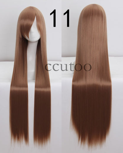 ccutoo 100cm Peruca de Cosplay Reta Sintética de Cabelo Longo de Alta Temperatura 82 Cores Disponíveis