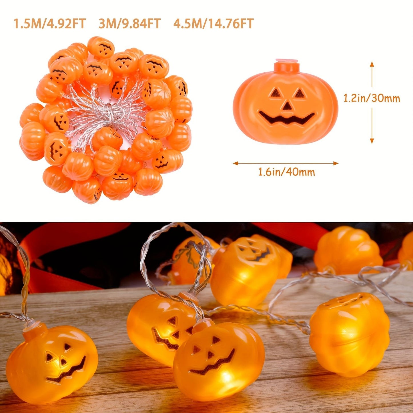 3M/4.5M Halloween Pumpkin Lantern String LED Halloween atmosphere Festival Party Garden Decoration