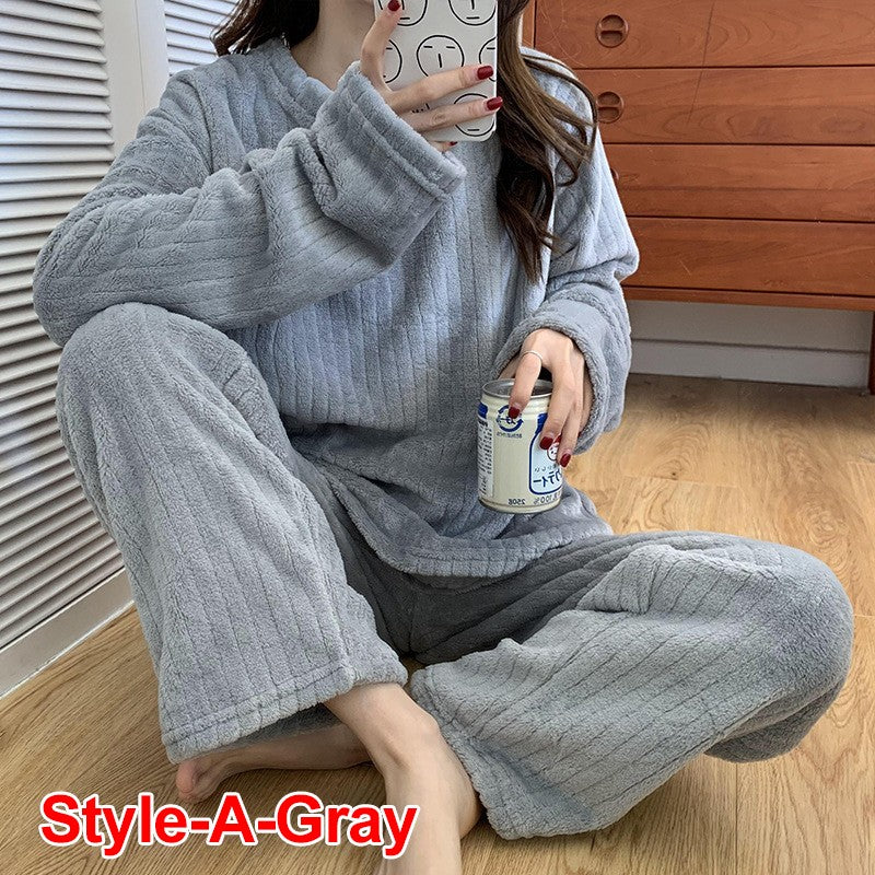 Winter Women's New Pajamas Homewear Suit Women's Fall and Winter Warm Clothes Coral Velvet Leisure Pajamas Padded Homewear