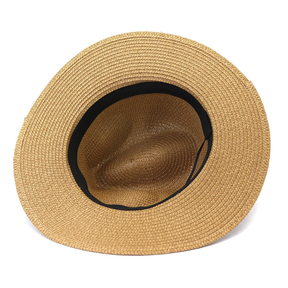 Hand made Diamond Straw Hat For Women's Summer Wide side Jazz Dress Cap Holiday Sun Protection Beach Hats