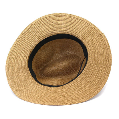 Hand made Diamond Straw Hat For Women's Summer Wide side Jazz Dress Cap Holiday Sun Protection Beach Hats