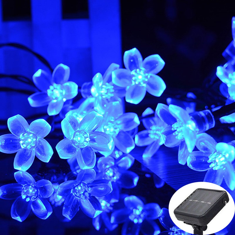 Solar Cherry Garden Blossom Flower Lights Garlands String Lights Solar Outdoor Waterproof Christmas Decoration Lamp