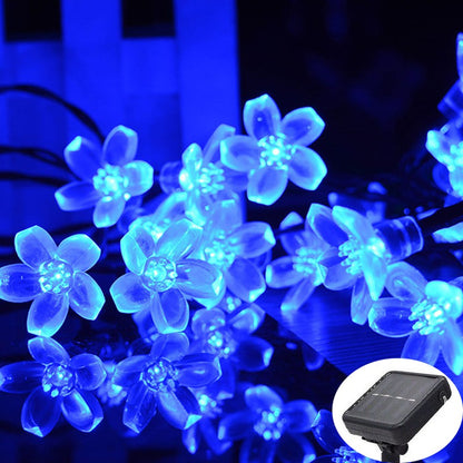 Solar Cherry Garden Blossom Flower Lights Garlands String Lights Solar Outdoor Waterproof Christmas Decoration Lamp