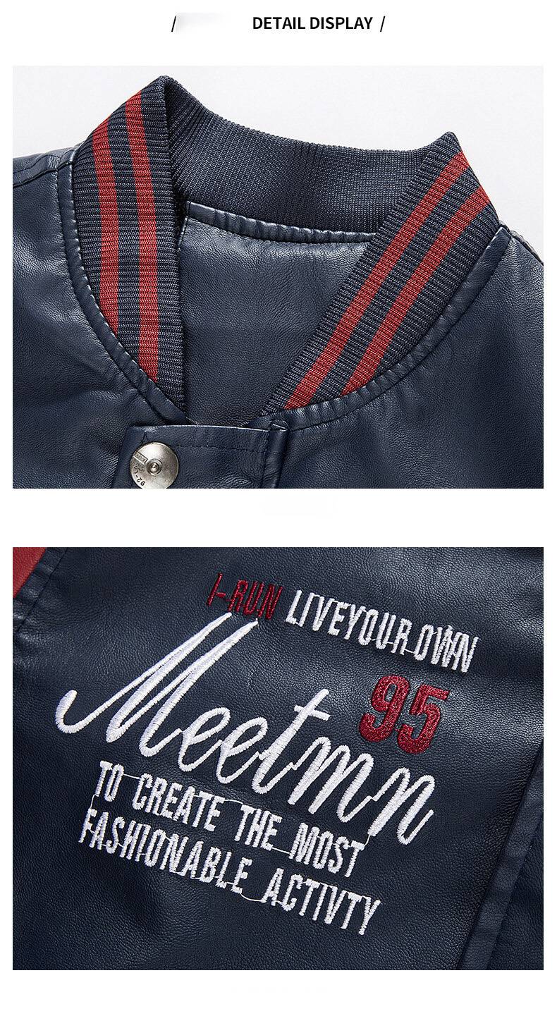 Spring and Autumn Men's Motorcycle Suit Leather jacket Color blocking American baseball collar pilot casual PU leather jacket