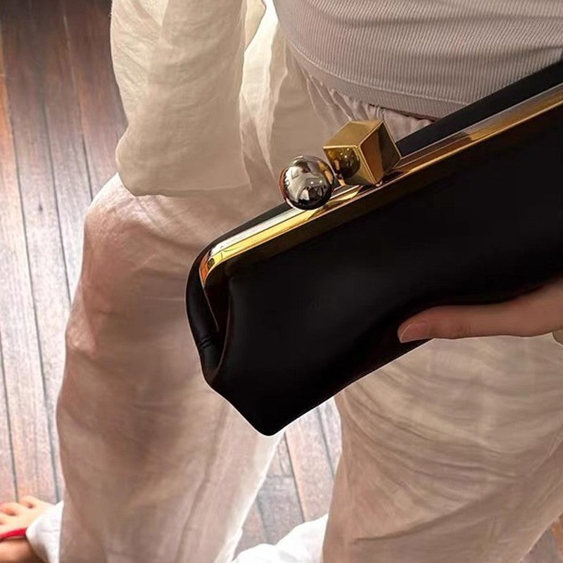 Fashion Long Clutch Bag for Women Luxury Designer Kiss Clip Handbags Luxury Pu Leather Underarm Shoulder Bags Trend Party Purses