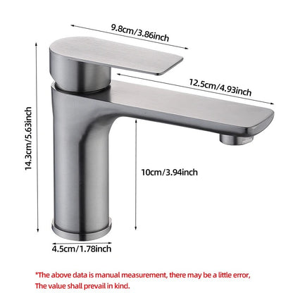 Brushed/Gray Bathroom Sink Faucet Hot and Cold Mixer Faucet Countertop Mount 304 Stainless Steel Single Handle