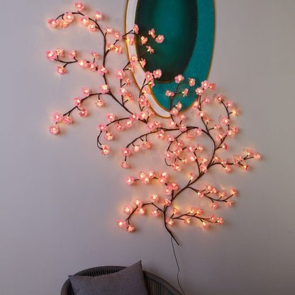 Cherry LED Tree Branch Lights for Wall Cherry Blossom Willow Vine Twig Decor Garland Christmas Decorations Indoor Home Wall Door