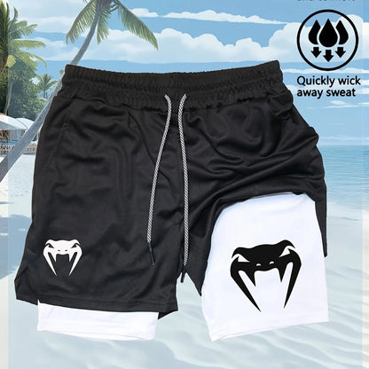 Men's Quick-Dry Training Shorts with Elastic Waistband and Drawstring Breathable Moisture-Wicking Athletic Shorts