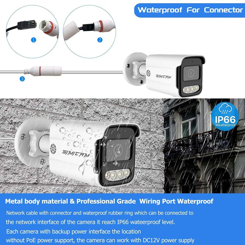 CCTV PoE IP Security Camera Outdoors Waterproof 2-way Audio Color Night Vision 4K 8MP 5MP 4MP Surveillance Camera For Options