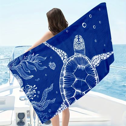 Turtle pattern beach towel, soft microfiber bath towel, suitable for outdoor travel camping beach vacation