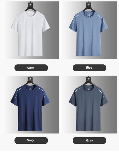 Running T-shirt Reflective Short Sleeve Ice Silk Quick Drying Summer Thin Breathable Fitness Tees Shirt Sportswear Sportsshirt