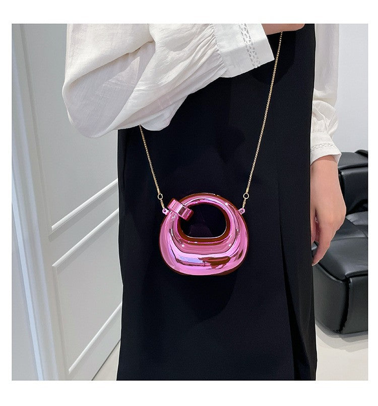 Fashion Crescent Mini Acrylic Chain Evening Bag for Women, Shoulder and Crossbody Bag