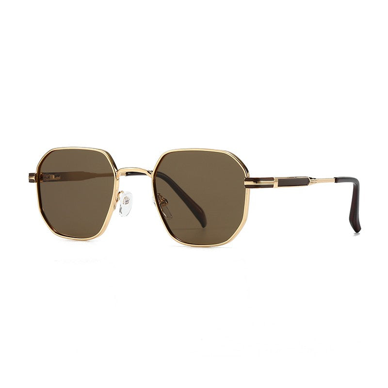 New European and American Style Men's Aviator Glasses, Retro Metal Square Frame Sunglasses, Cross-Border Ready Stock 1435