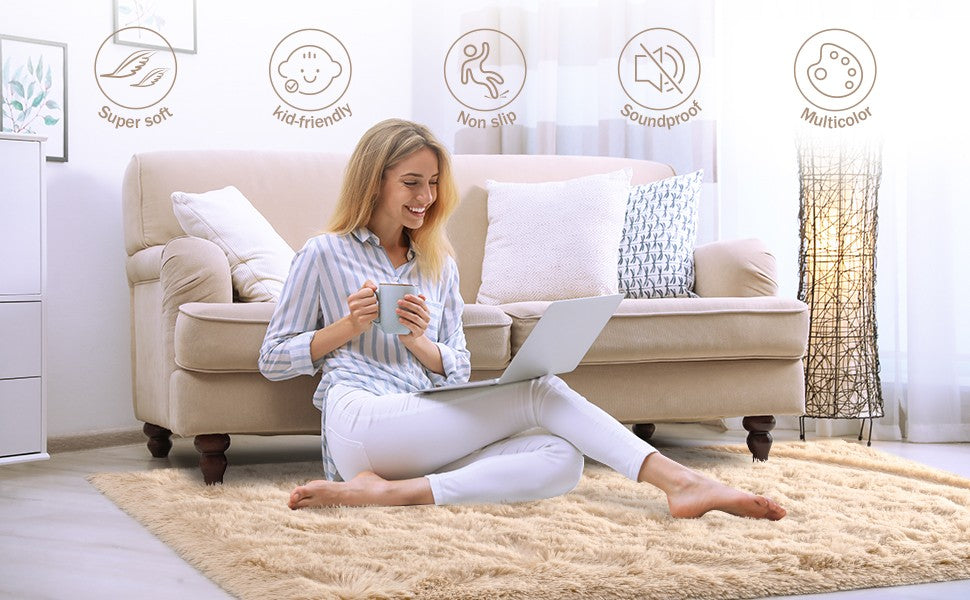 Silk Wool Carpet Living Room Plush Rug Bed Room Floor Fluffy Mats Non-slip Home Decor Soft Velvet Carpet Kids Room Blankets