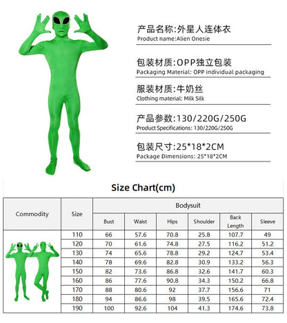 ET Alien Cosplay Costume Zentai Jumpsuit ET Universe Lord Costume Evil Horror Scary Mask Halloween Carnival Mask Set