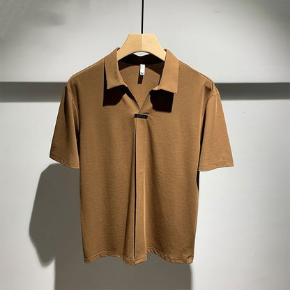 New Handsome Fashionable Casual Thin Lapel Short-sleeved Shirt for Men in Summer Trendy High-end Men's Shirt