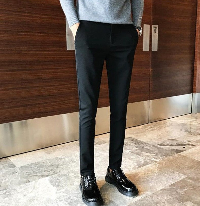 Fluid Tressed Man Suits Pants Black Office Slim Fit Trousers for Men Work Draped Clothes Offer Chinese Homme Spring Thin Casual