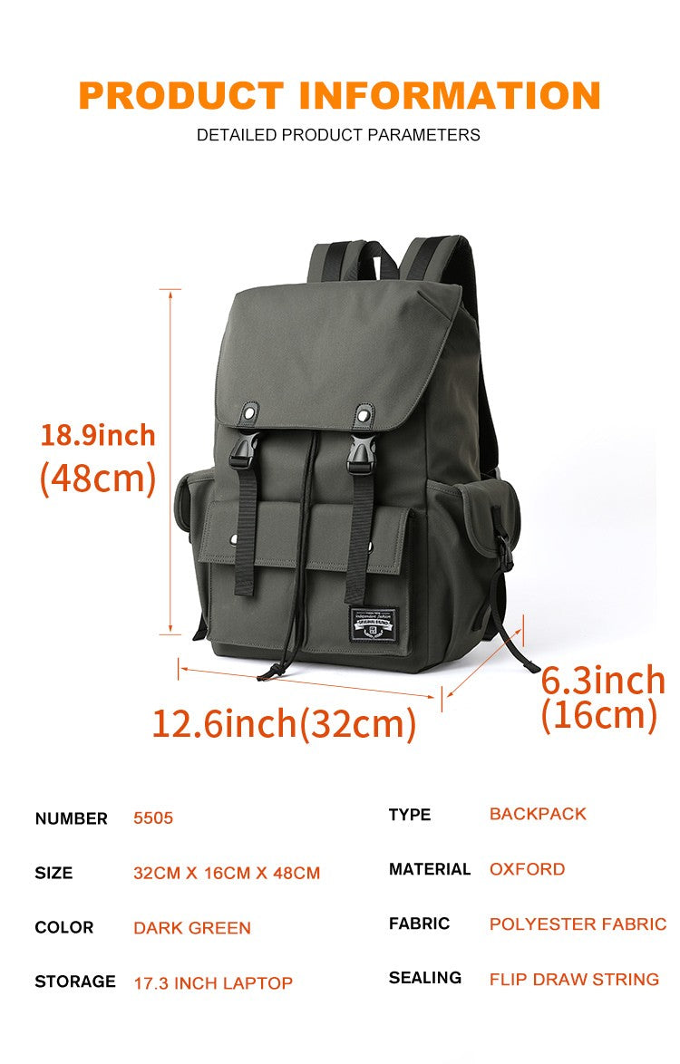 Mochila Masculina Impermeável de Grande Capacidade com Cordão para Homens Oxford Durável Viagem Faculdade Aluno Notebook Escola Livros