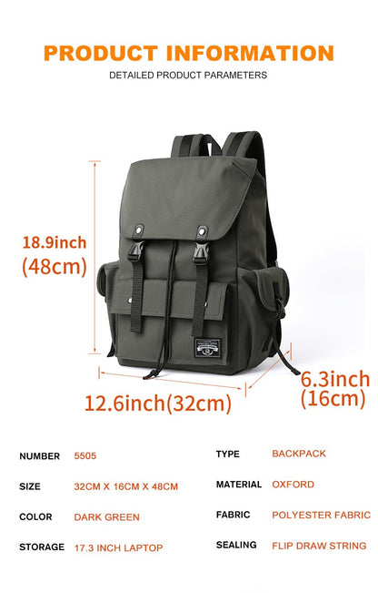 Mochila Masculina Impermeável de Grande Capacidade com Cordão para Homens Oxford Durável Viagem Faculdade Aluno Notebook Escola Livros