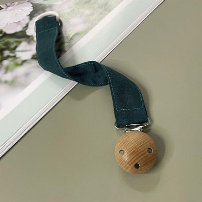 E06F Baby Cotton Pacifier Chain Wooden Clips BPA for Infant Newborn Shower Gift