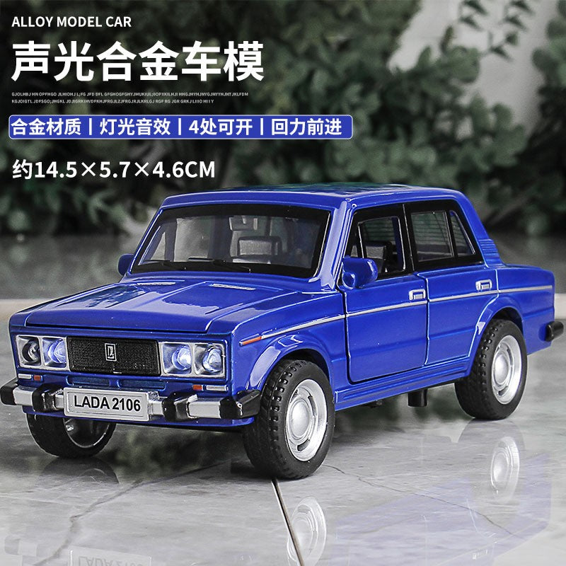 1:32 LADA 2106 Liga Clássica Modelo de Carro de Brinquedo de Metal Fundido Som e Luz Puxar para Trás Brinquedo Infantil Miniatura Modelo de Veículo Presente para Crianças